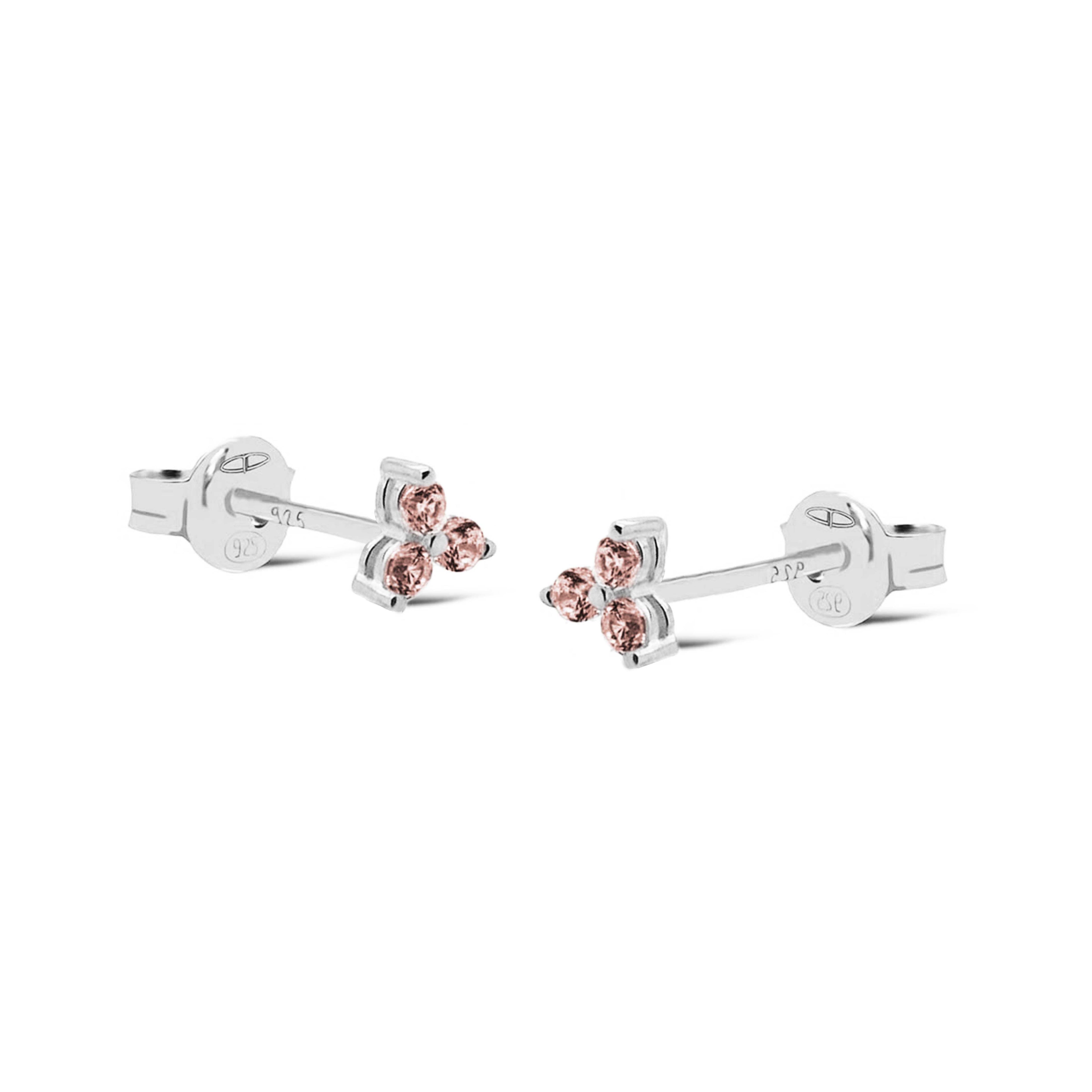 Triple sparkle champagne oorknopje zilver