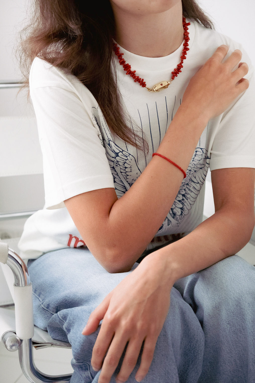 Wishbox ketting bamboekoraal oranjeroze