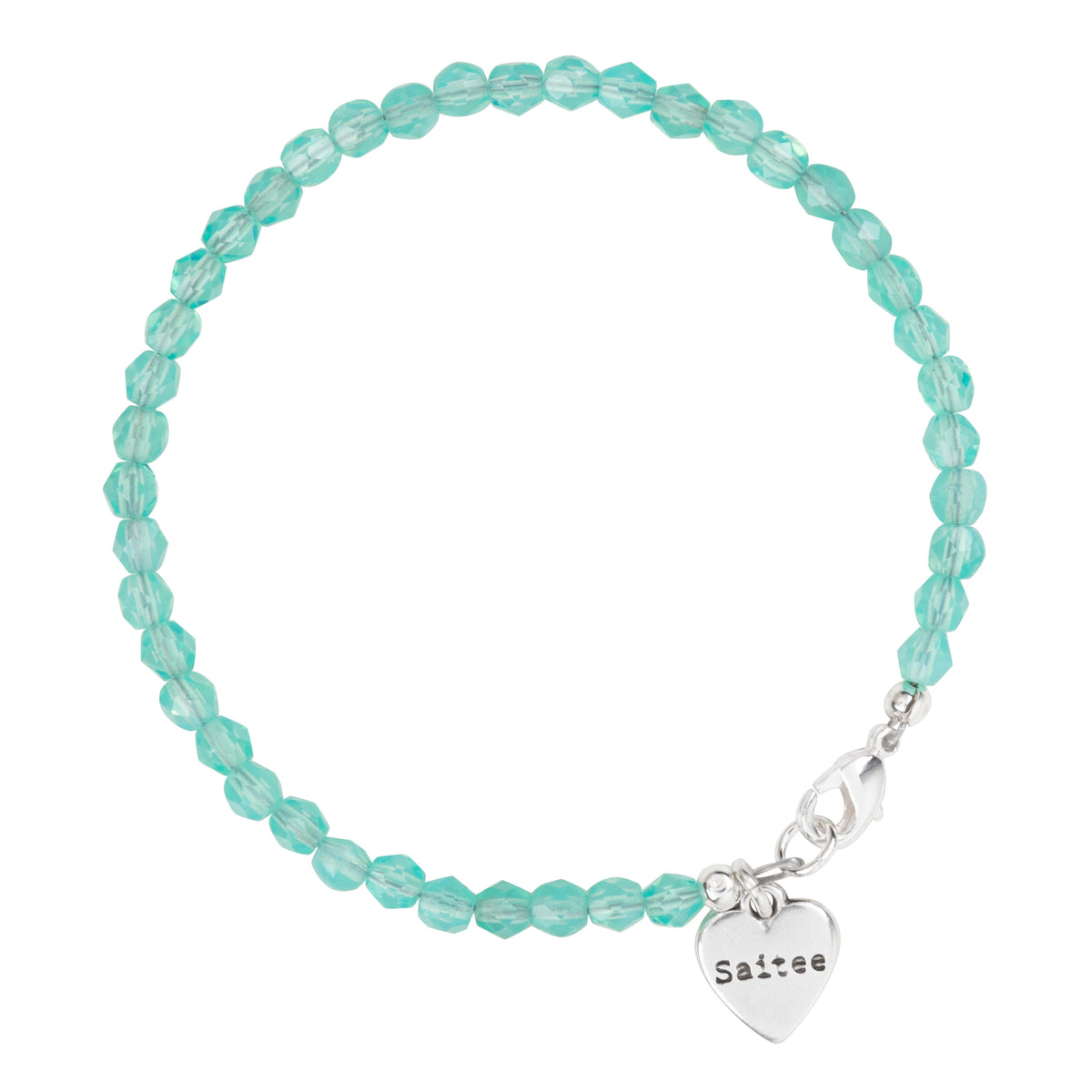 aqua kralenarmbandje met hartje