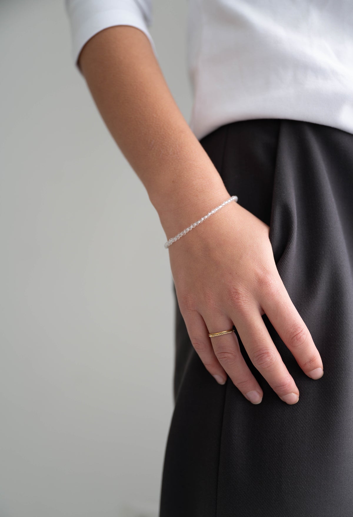 bergkristal quartz edelsteen kralen armbandje om damespols