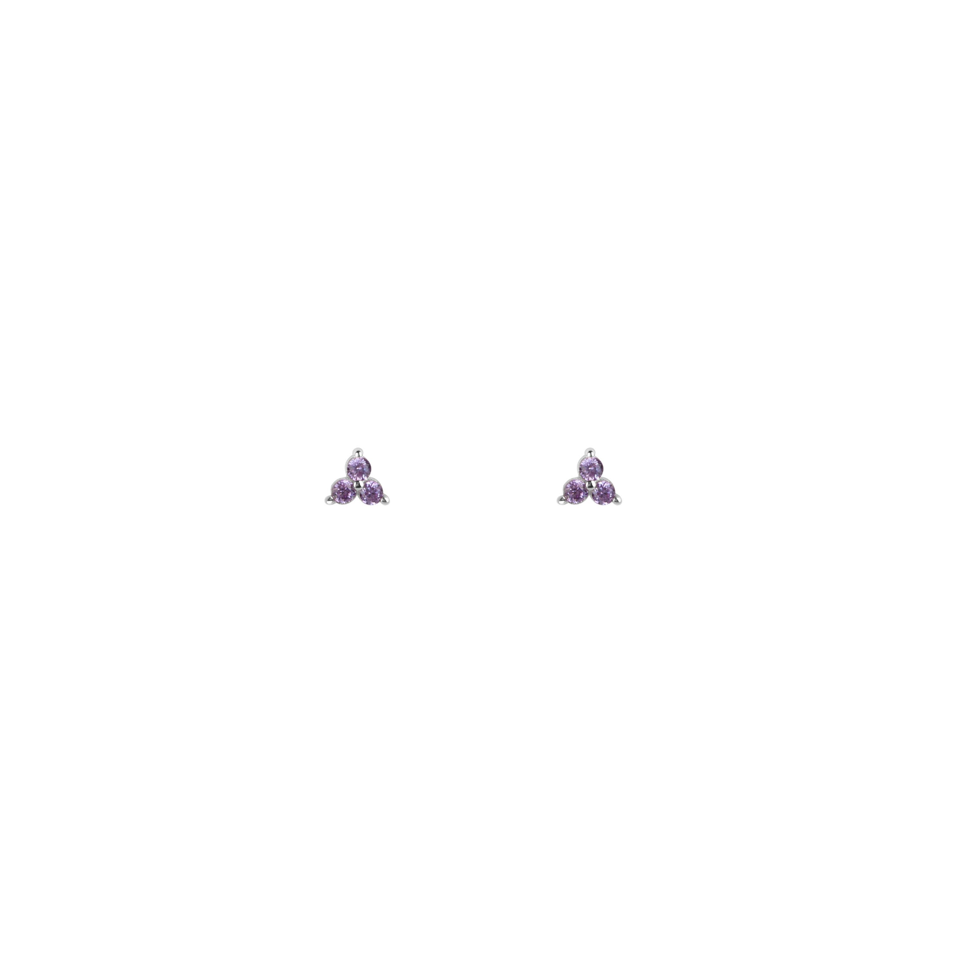 Cuteness lilac oorknopje zilver