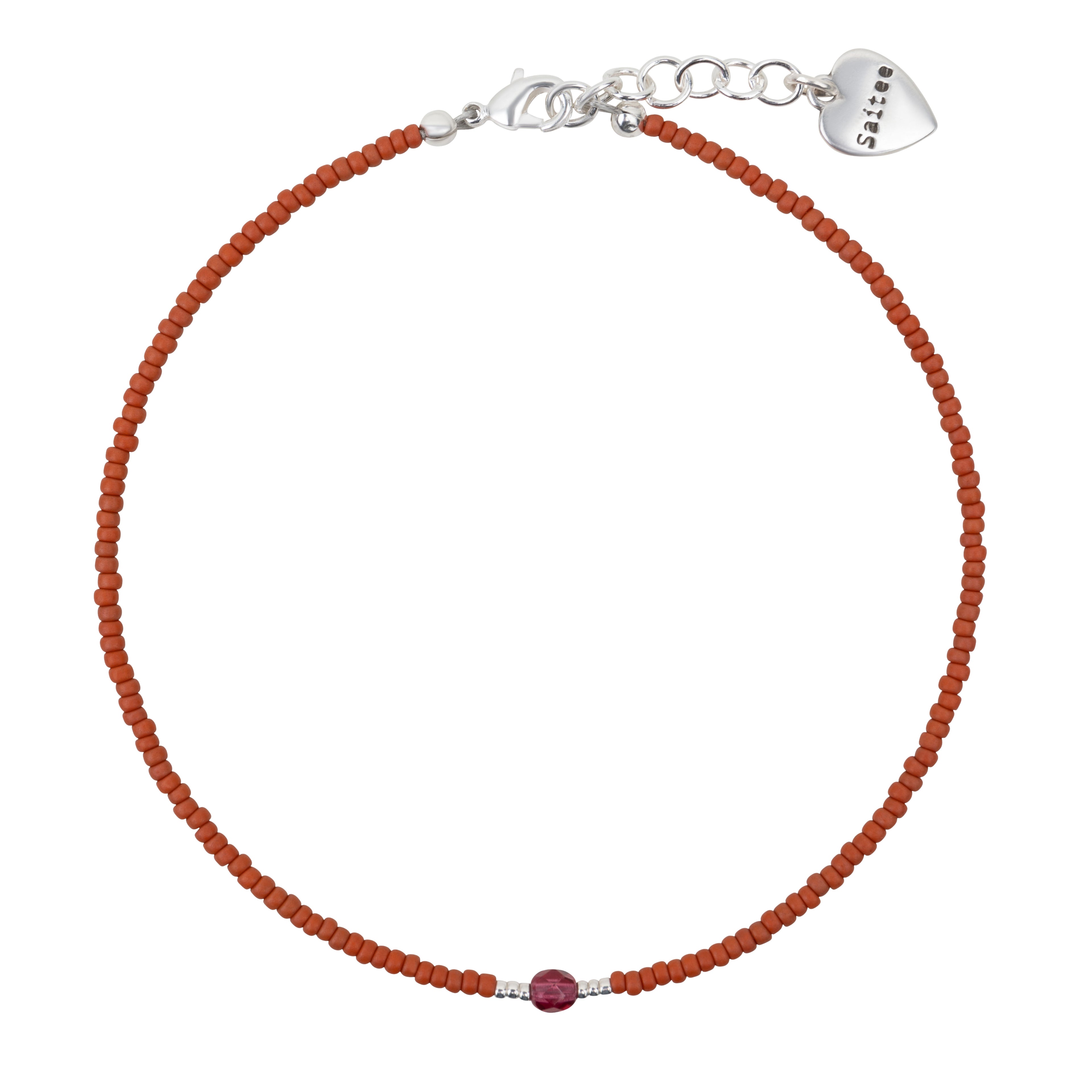 terra rood met roze kralen enkelbandje