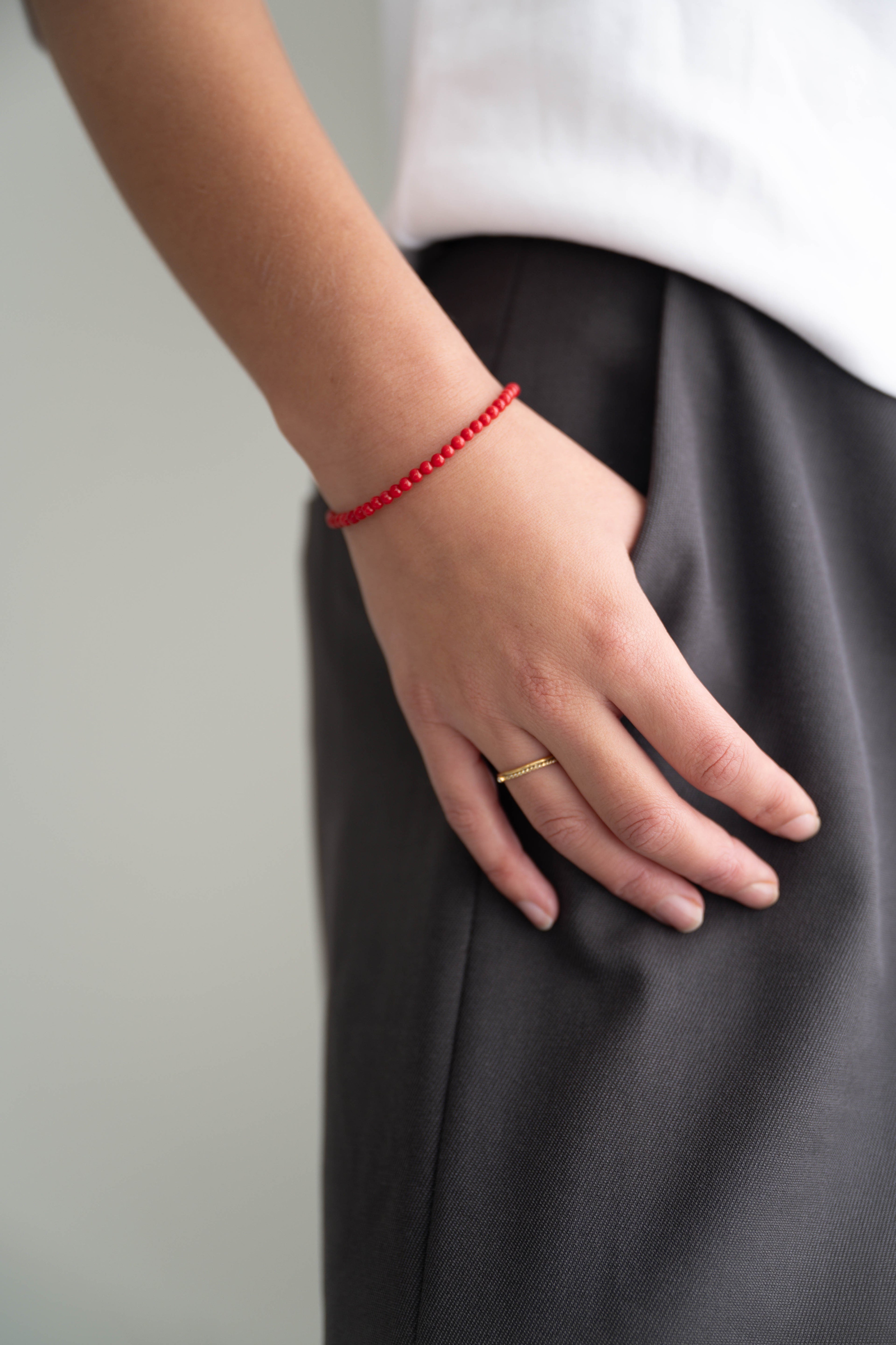 rood koraal edelsteen kralen armbandje om damespols