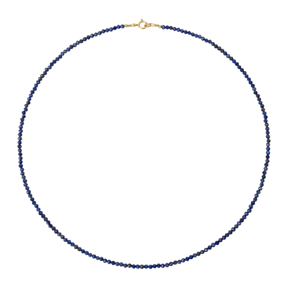 donkerblauw fijn kralenkettinkje gemaakt van lapis lazuli edelsteentjes met gouden slotje