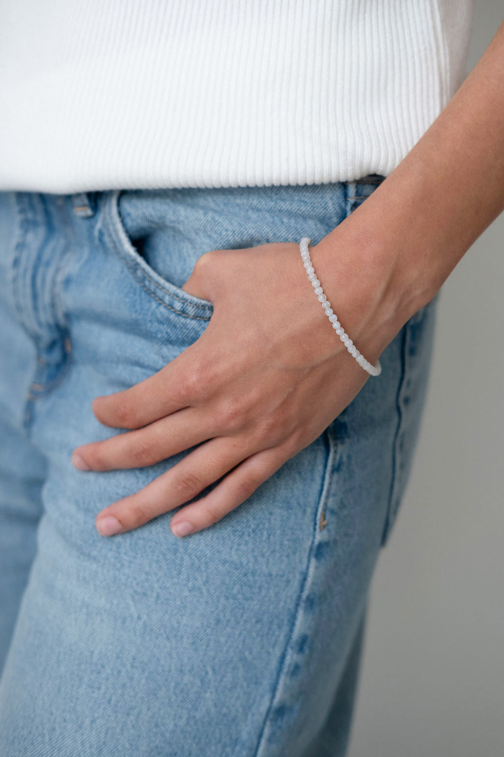 wit maansteen armbandje om damespols