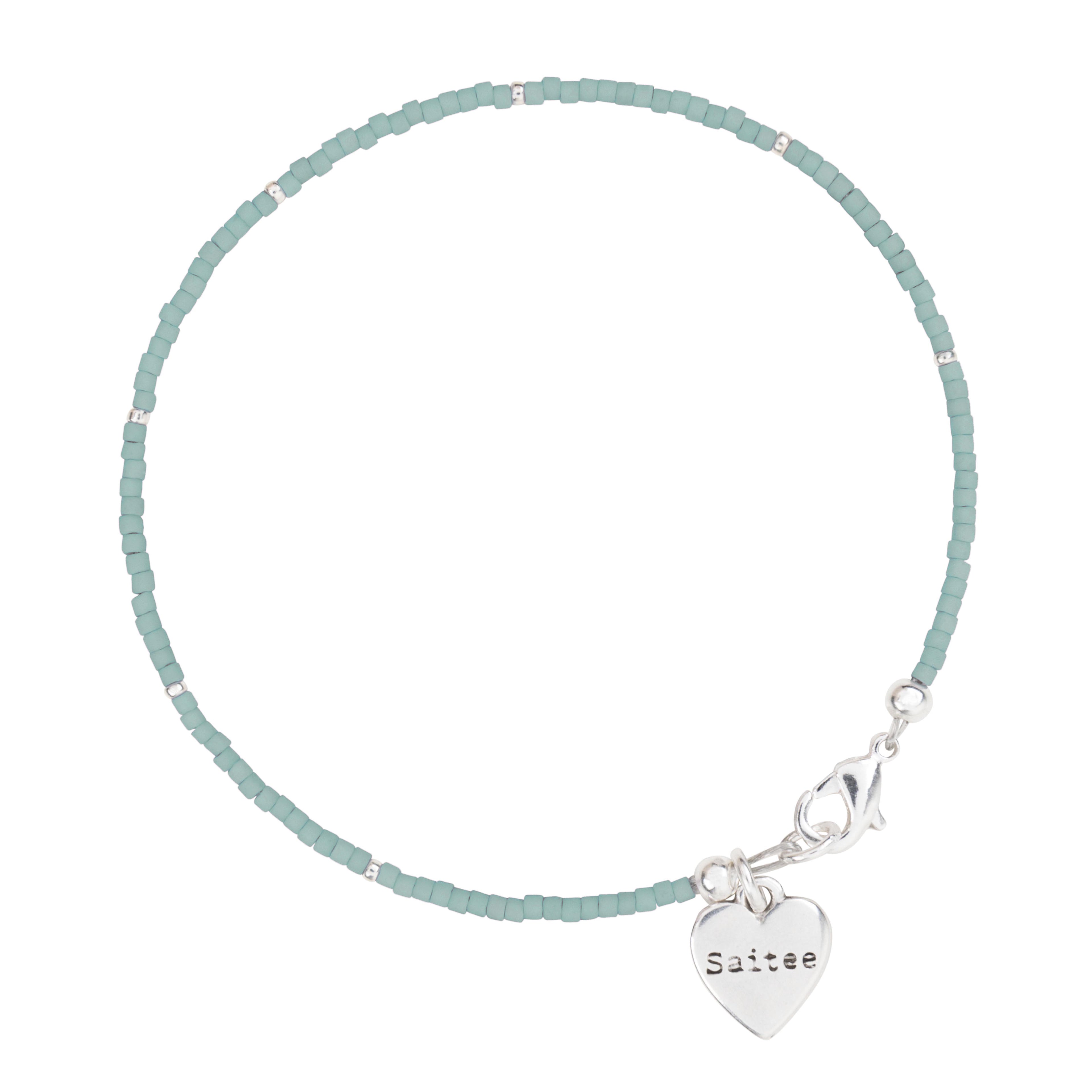 mintgroen kralenarmbandje met hartje