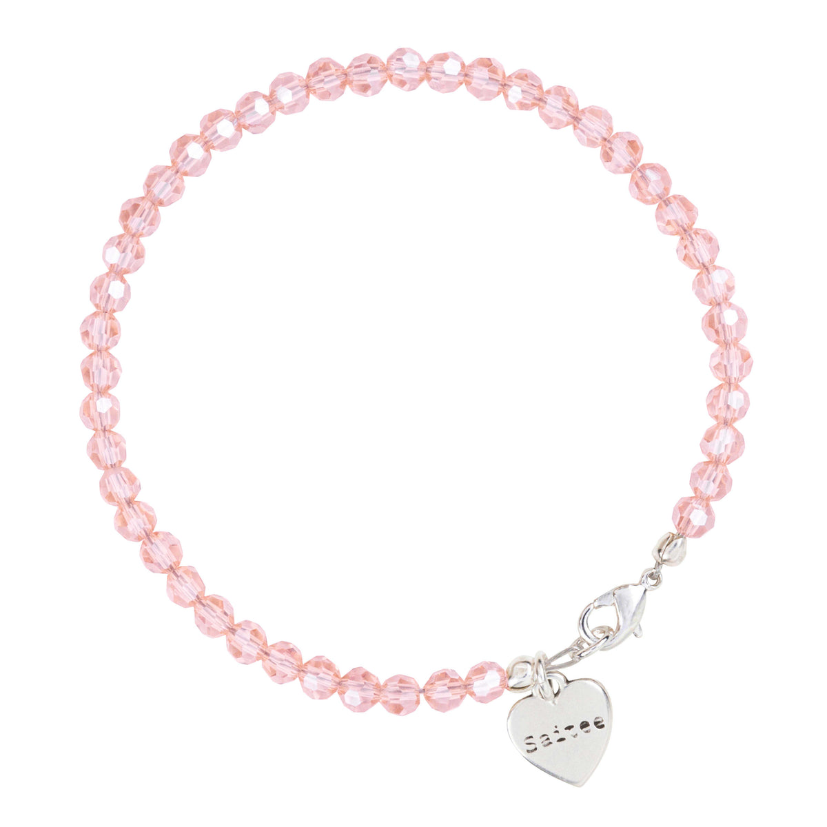glimmend roze kralenarmbandje met hartjes bedel