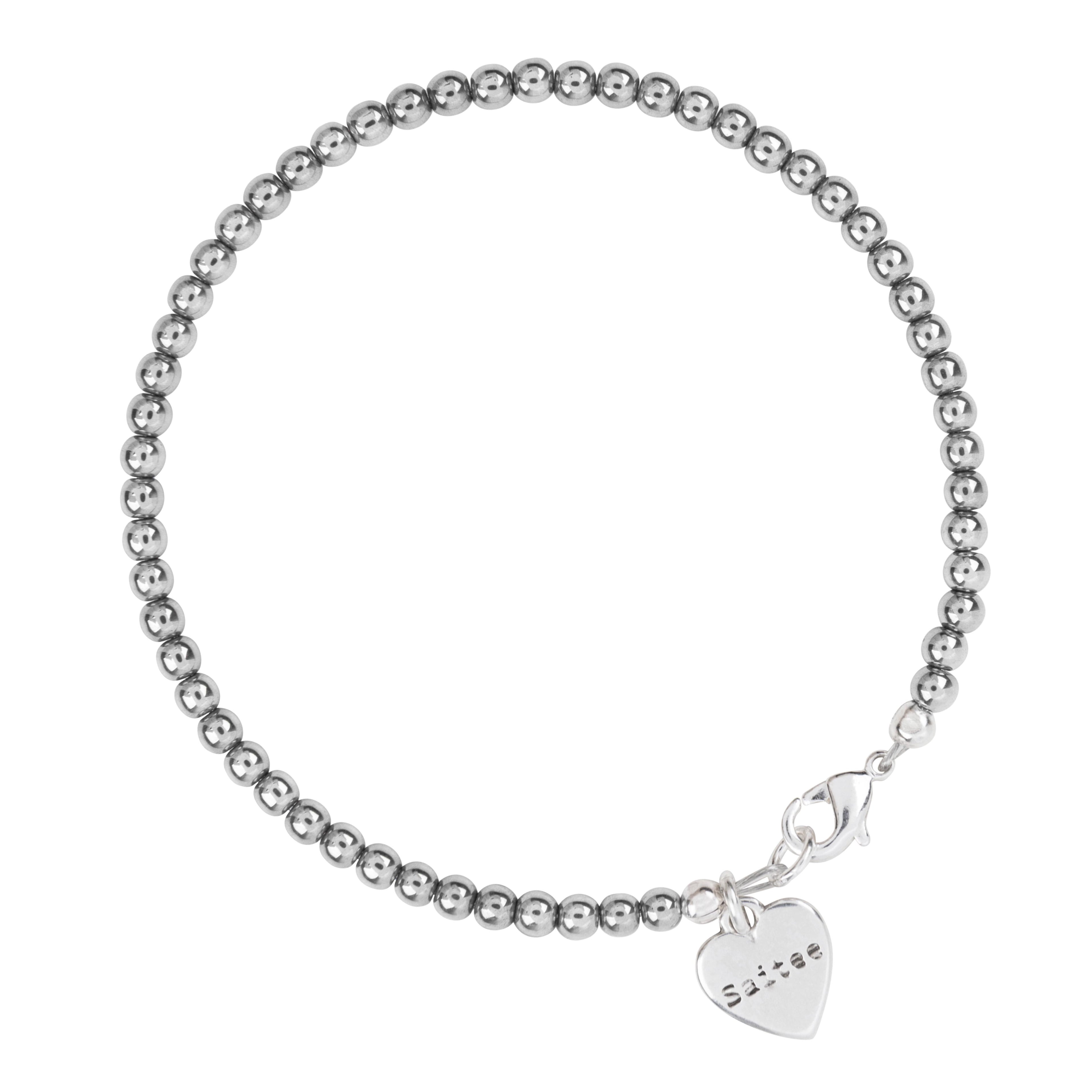 zilver kralenarmbandje met hartje