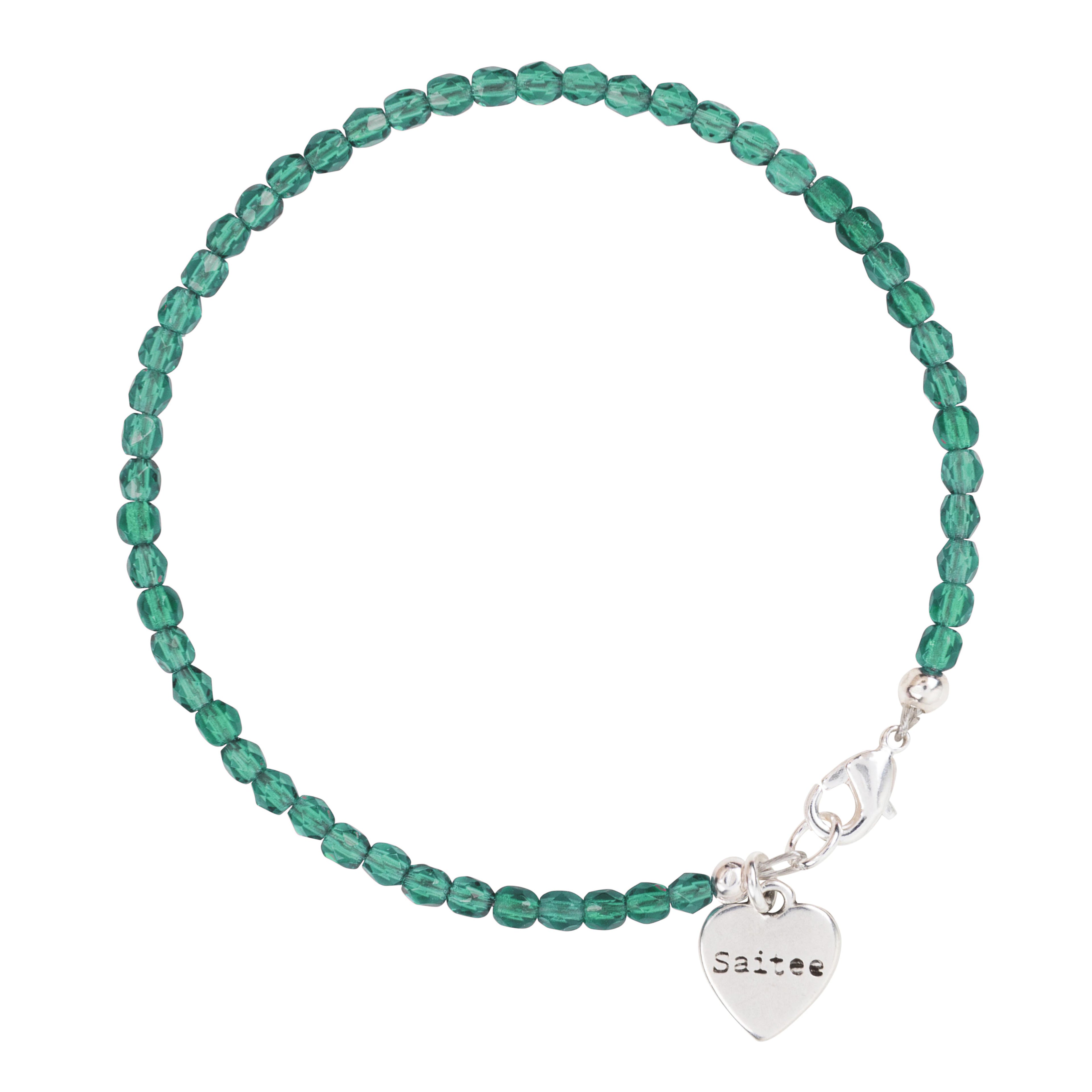 groen kralenarmbandje met hartje