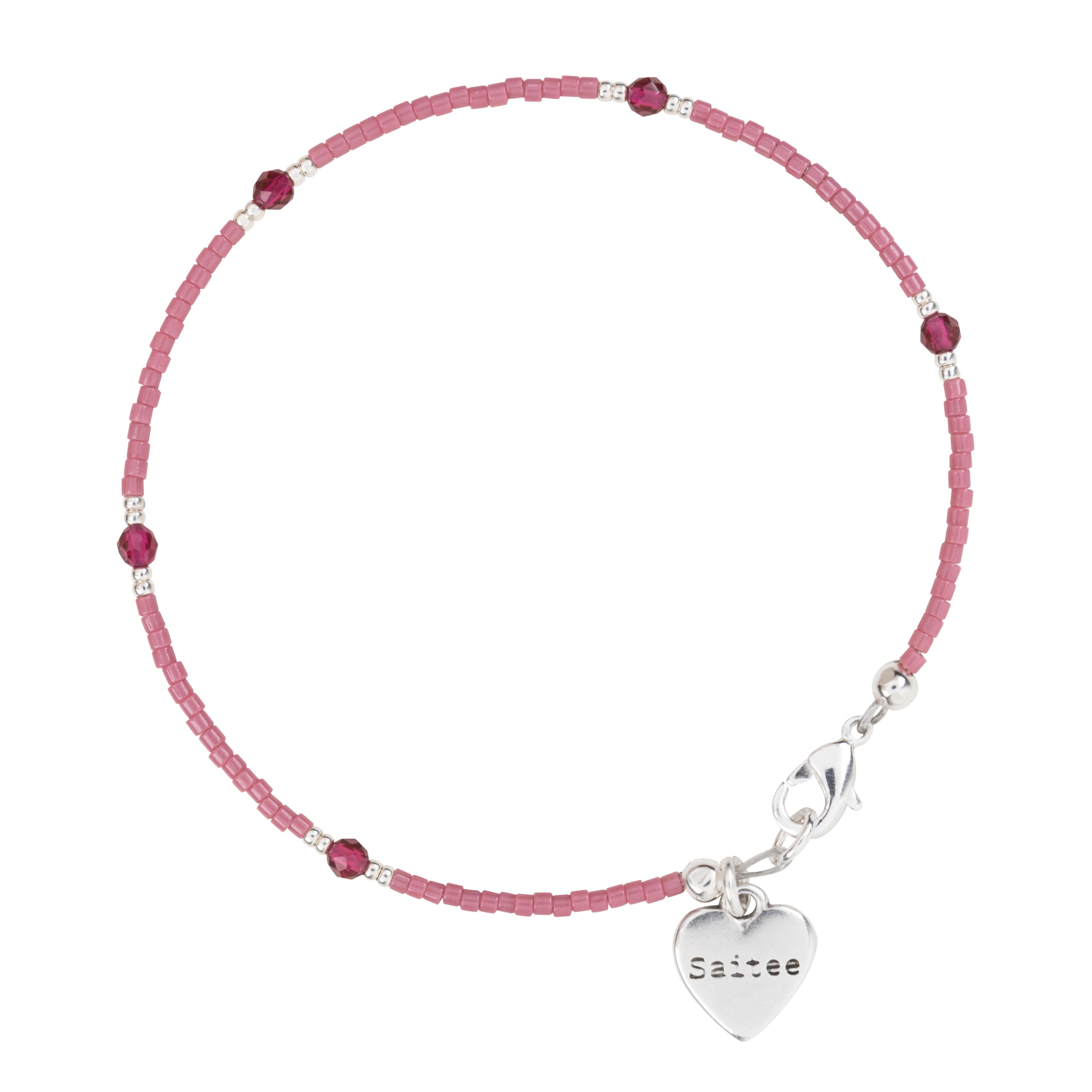 roze kralenarmbandje met hartje
