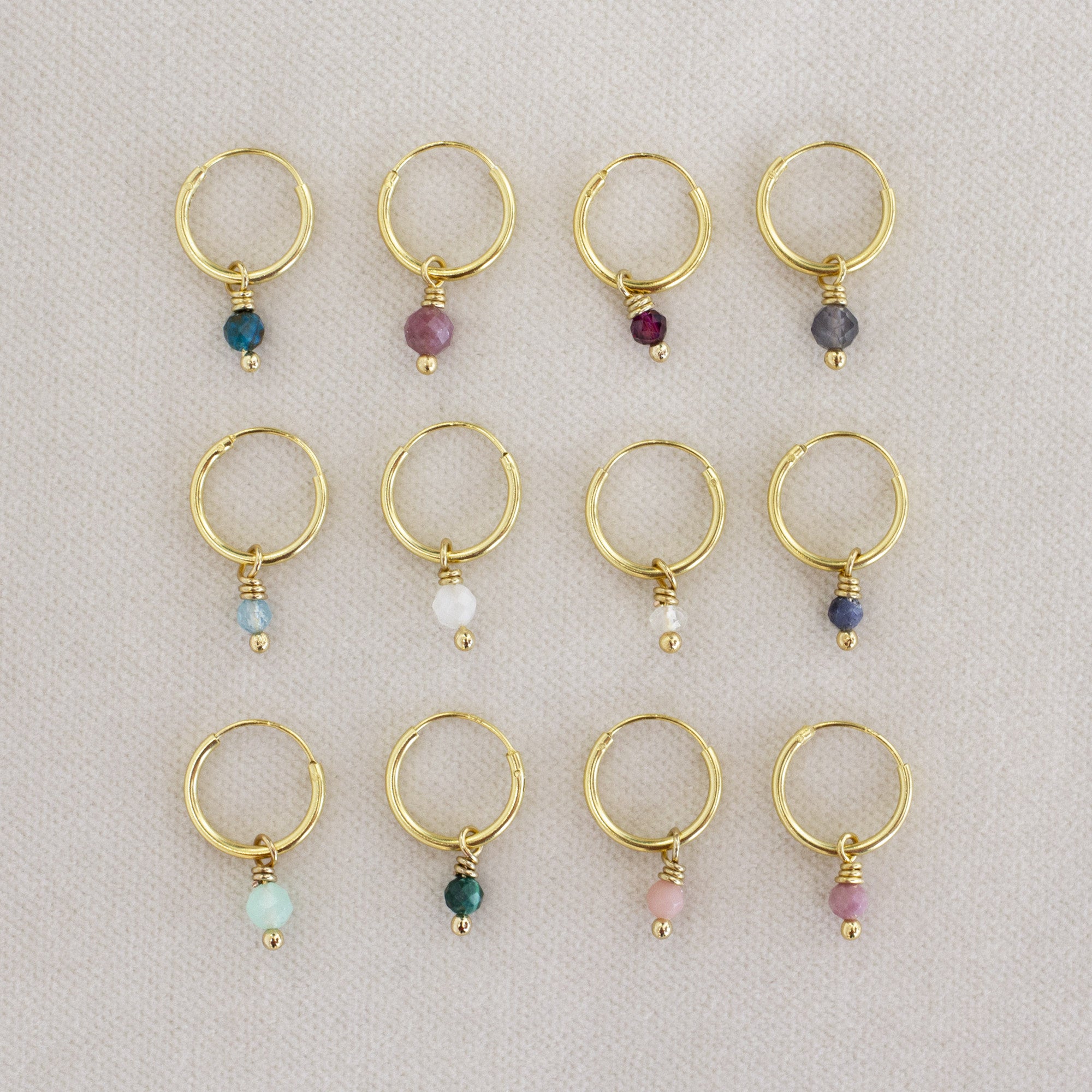 geboortesteen oorbel goud met edelsteentjes