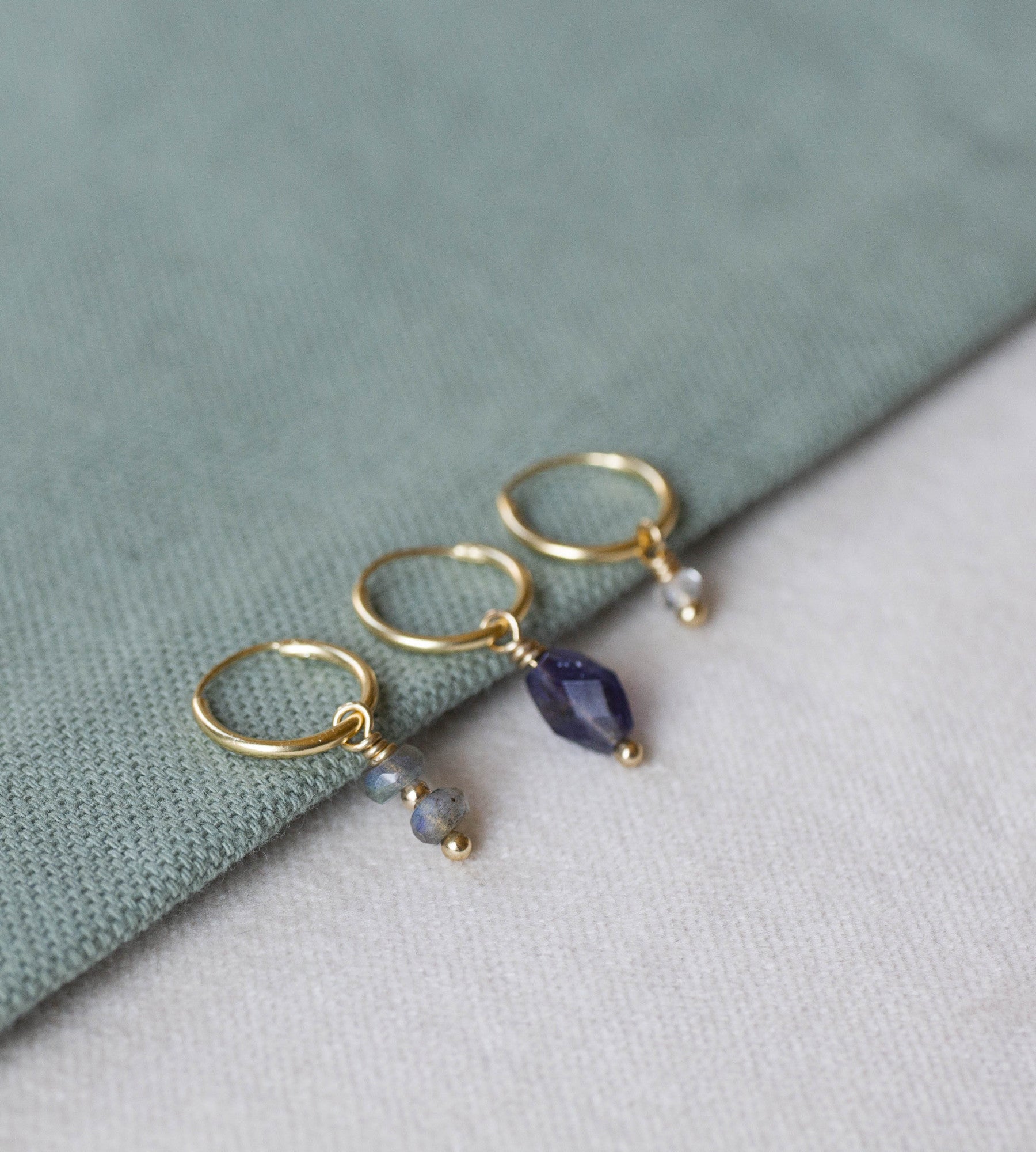 oorbellen 3 groene doek