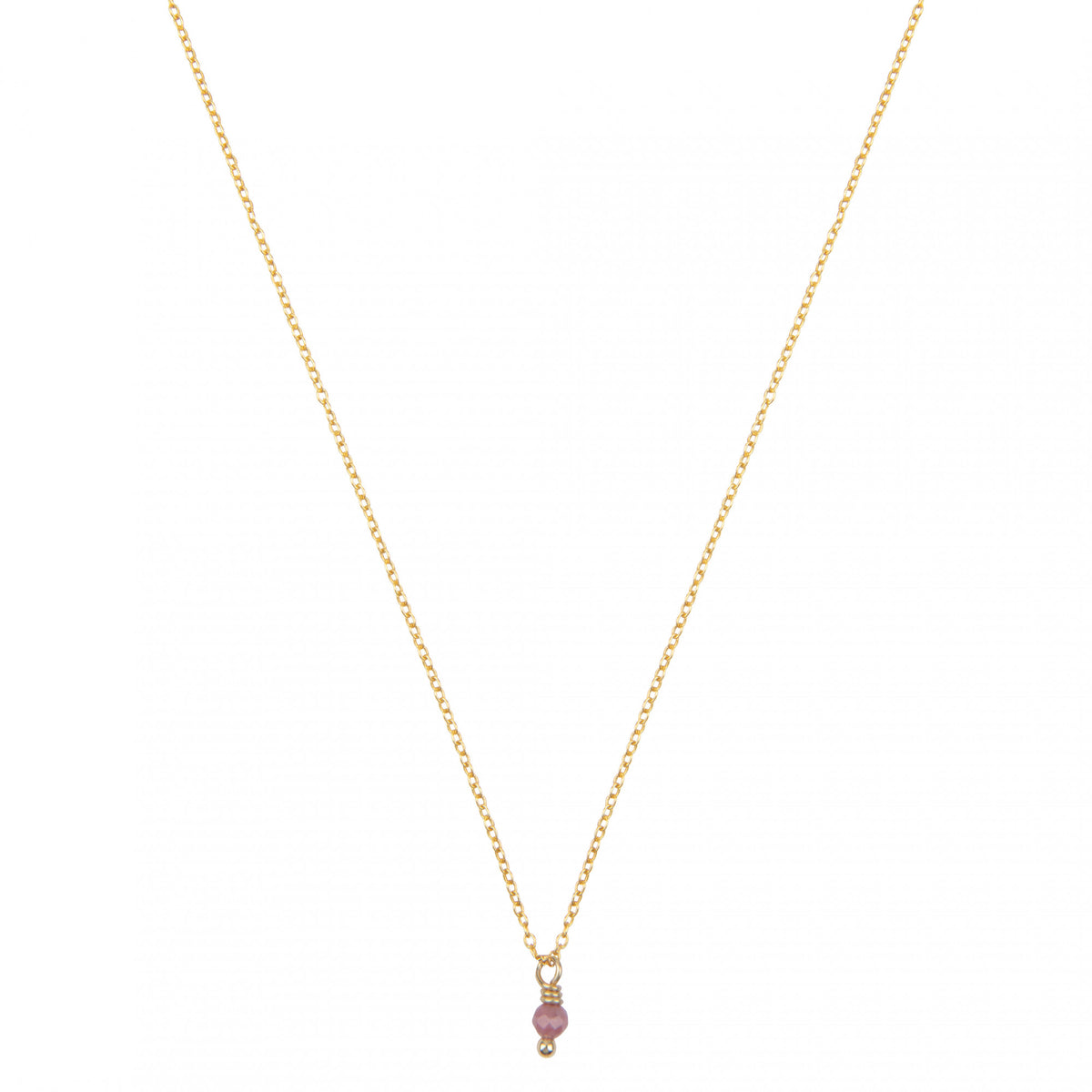rhodoniet geboortsteenketting goud