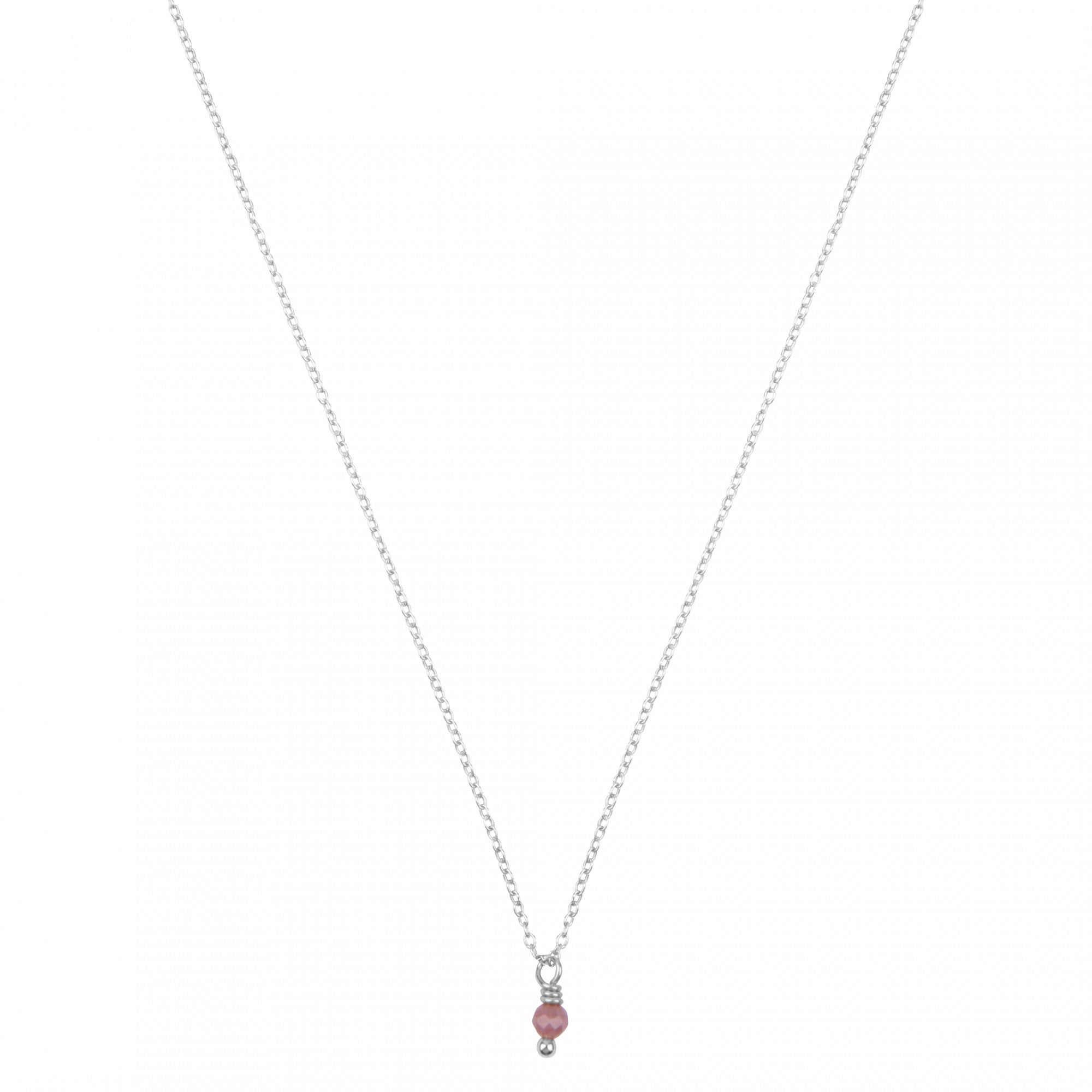rhodoniet geboortsteenketting zilver