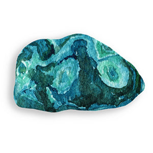 groen blauwe chrysocolla edelsteen getekend