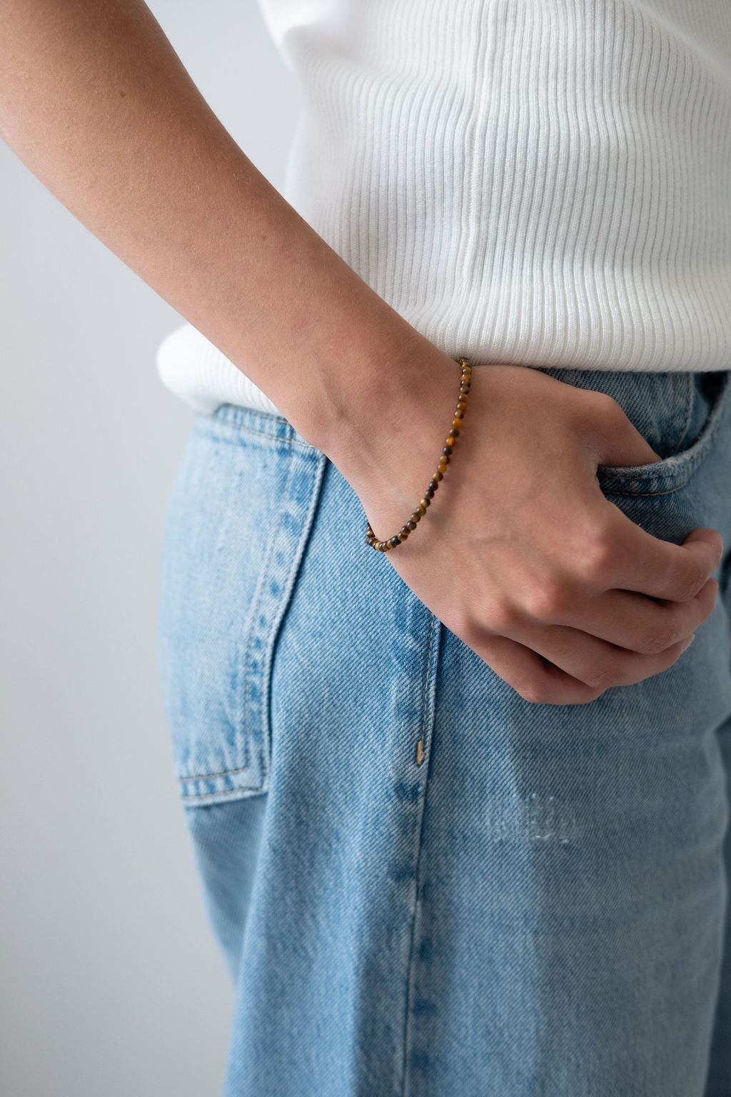 tijgeroog kralenarmbandje om damespols