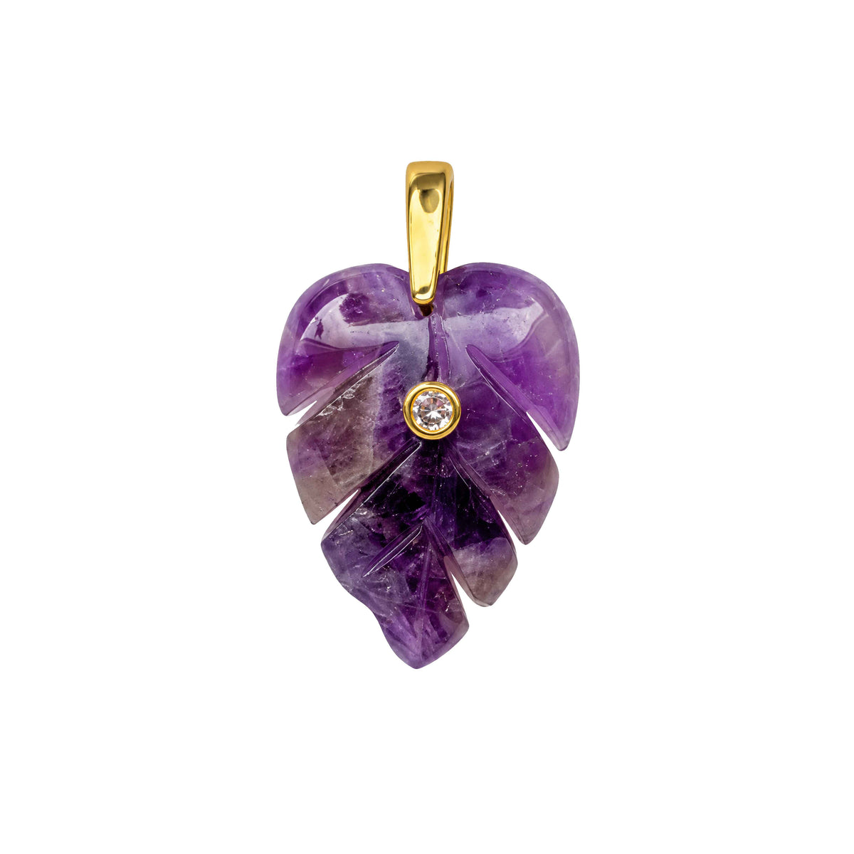 blad vormige amethist edelsteen hanger 