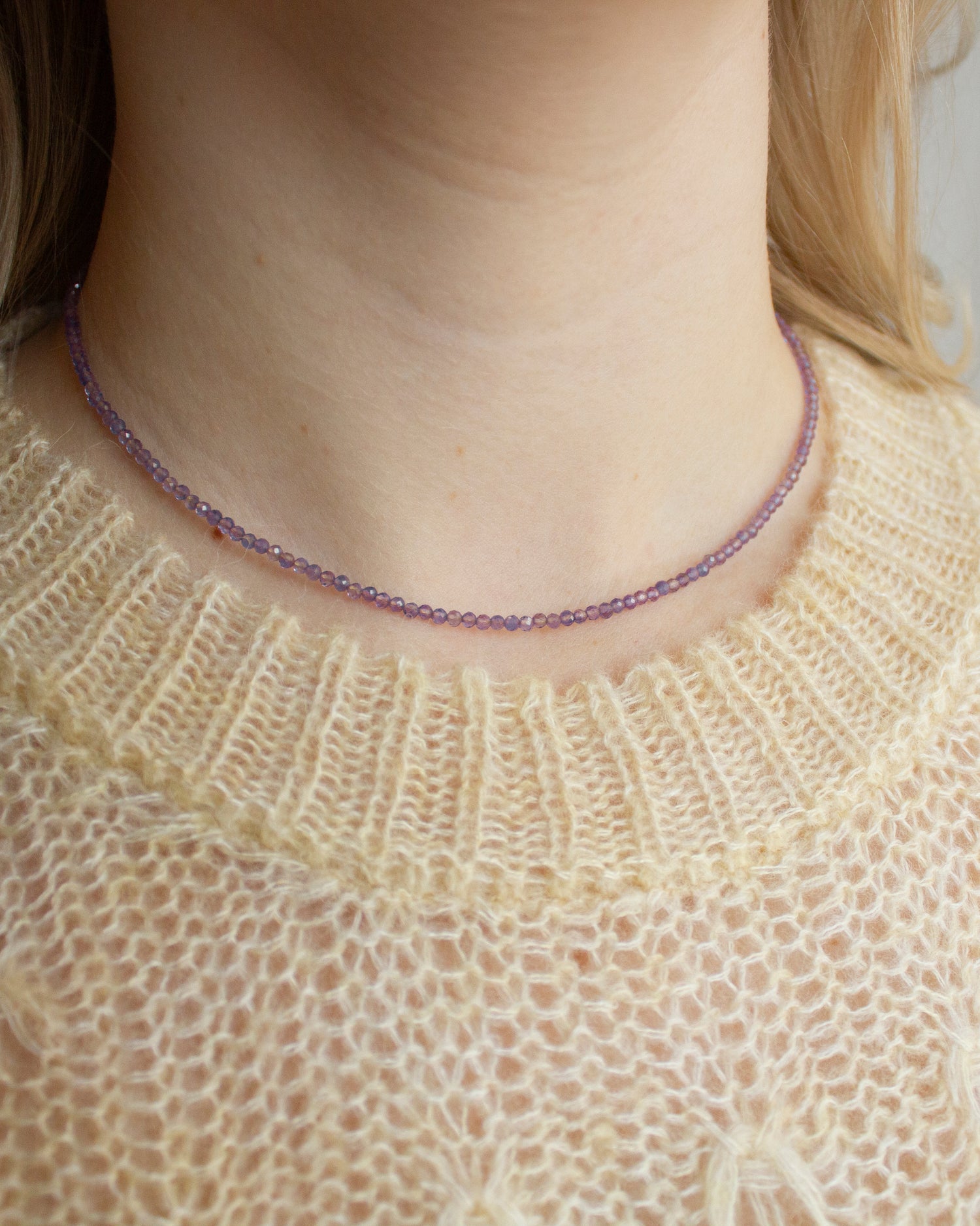 Amethist edelsteen kettinkje