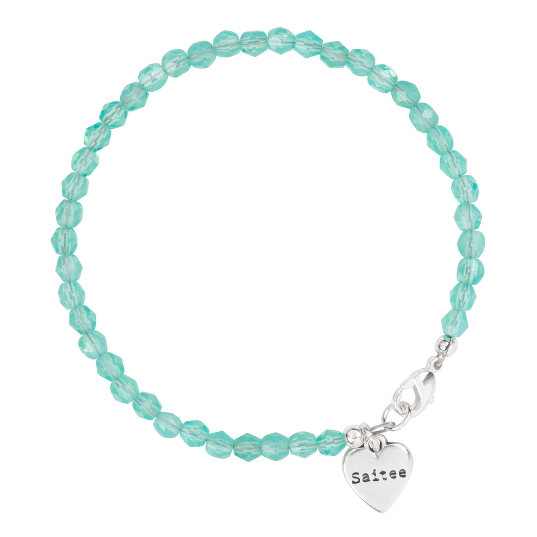 aqua kralenarmbandje met hartje