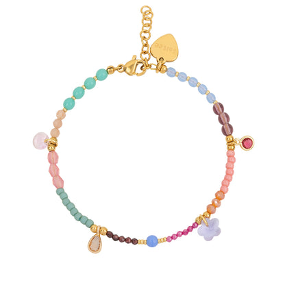 multicolour bedelarmbandje met kralen en edelstenen goud