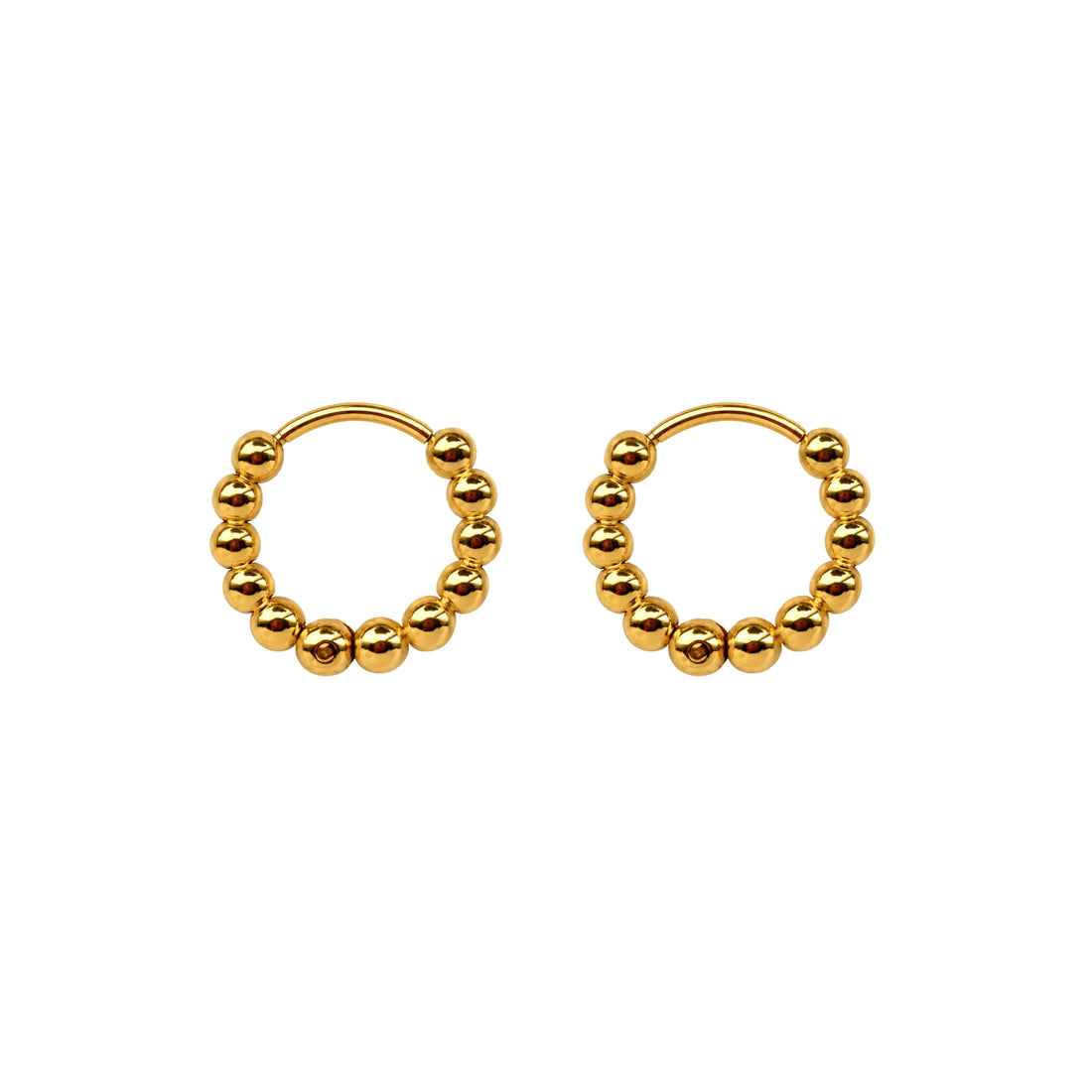 mini gouden ringetjes oorbel met bolletjes patroon met click sluiting