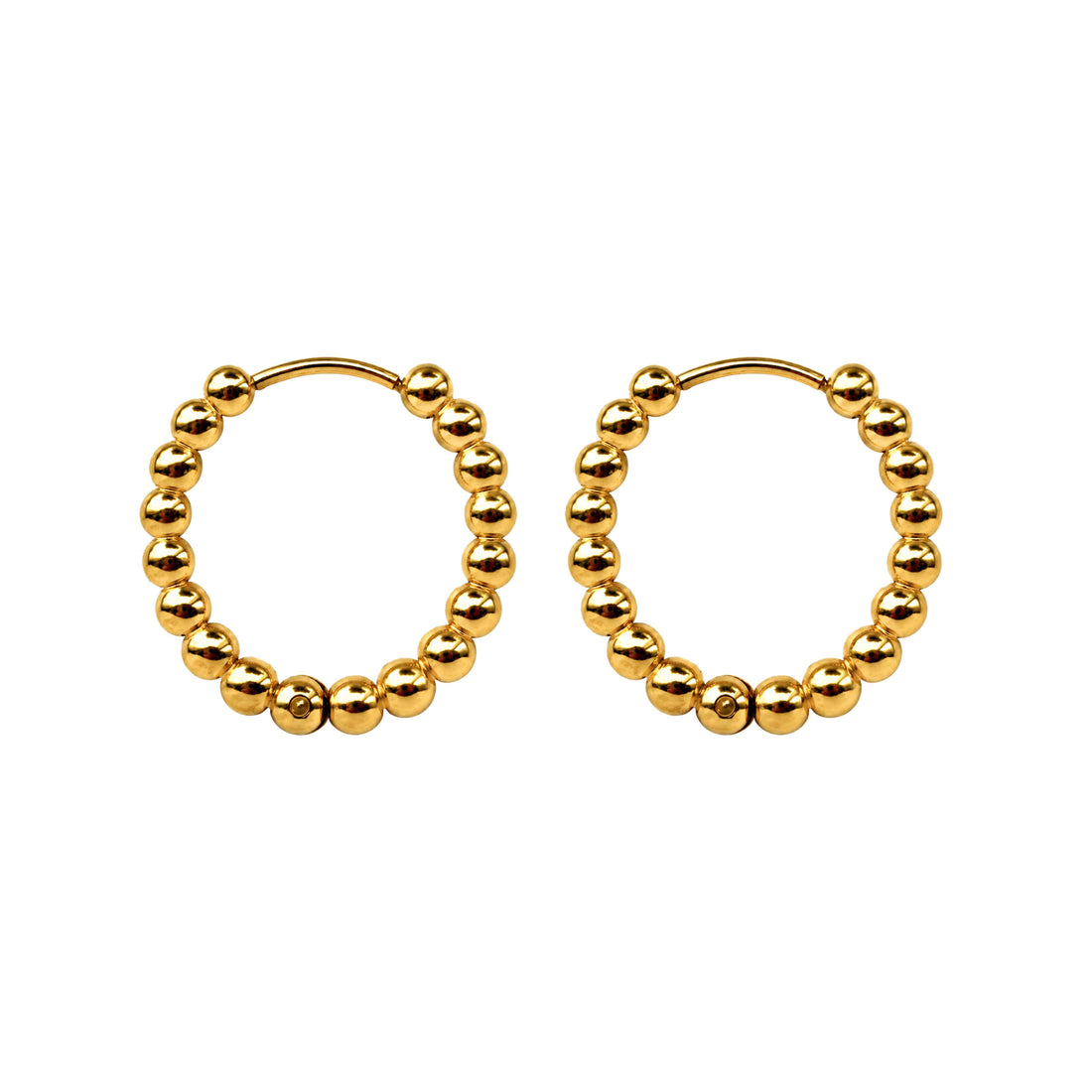 gouden oorringetjes met bolletjes patroon en handige click sluiting