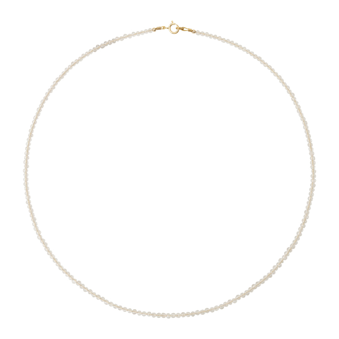 transparant fijn kralenkettinkje gemaakt van bergkristal edelsteen en gouden slotje