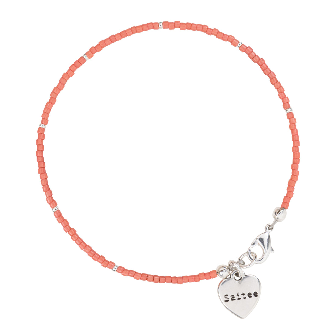 oranjeroze kralenarmbandje met hartje