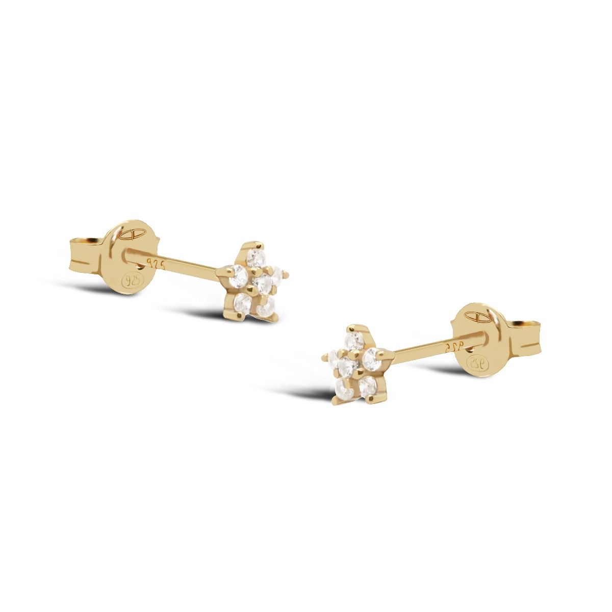 Shiny flower mini oorknopje goud