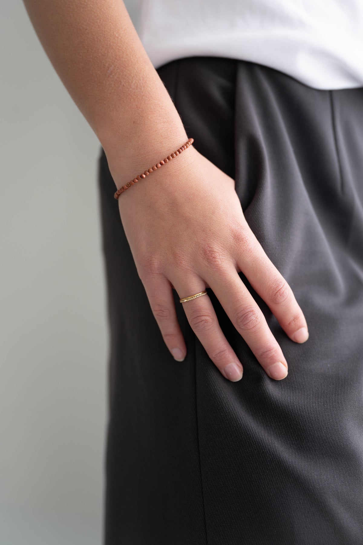 oranje goudsteen edelsteen kralen armbandje om damespols