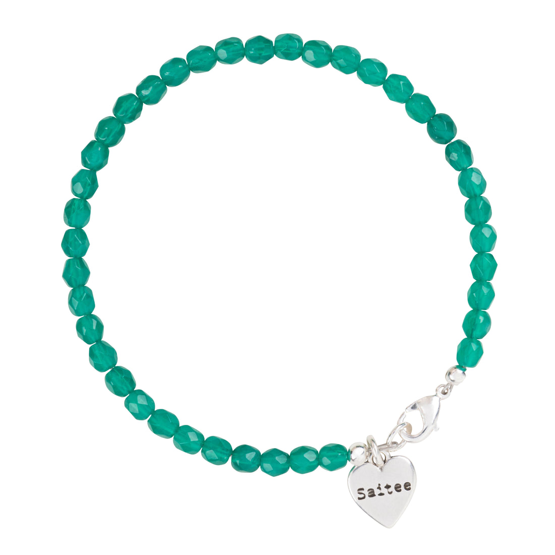 groen kralenarmbandje met hartje