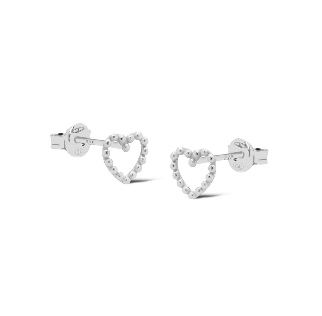 Dotted heart oorknopje zilver