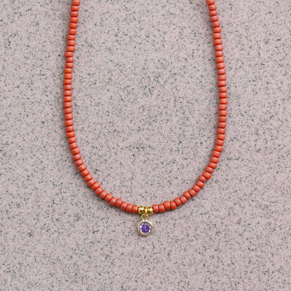 close up terra rood kettinkje met hanger