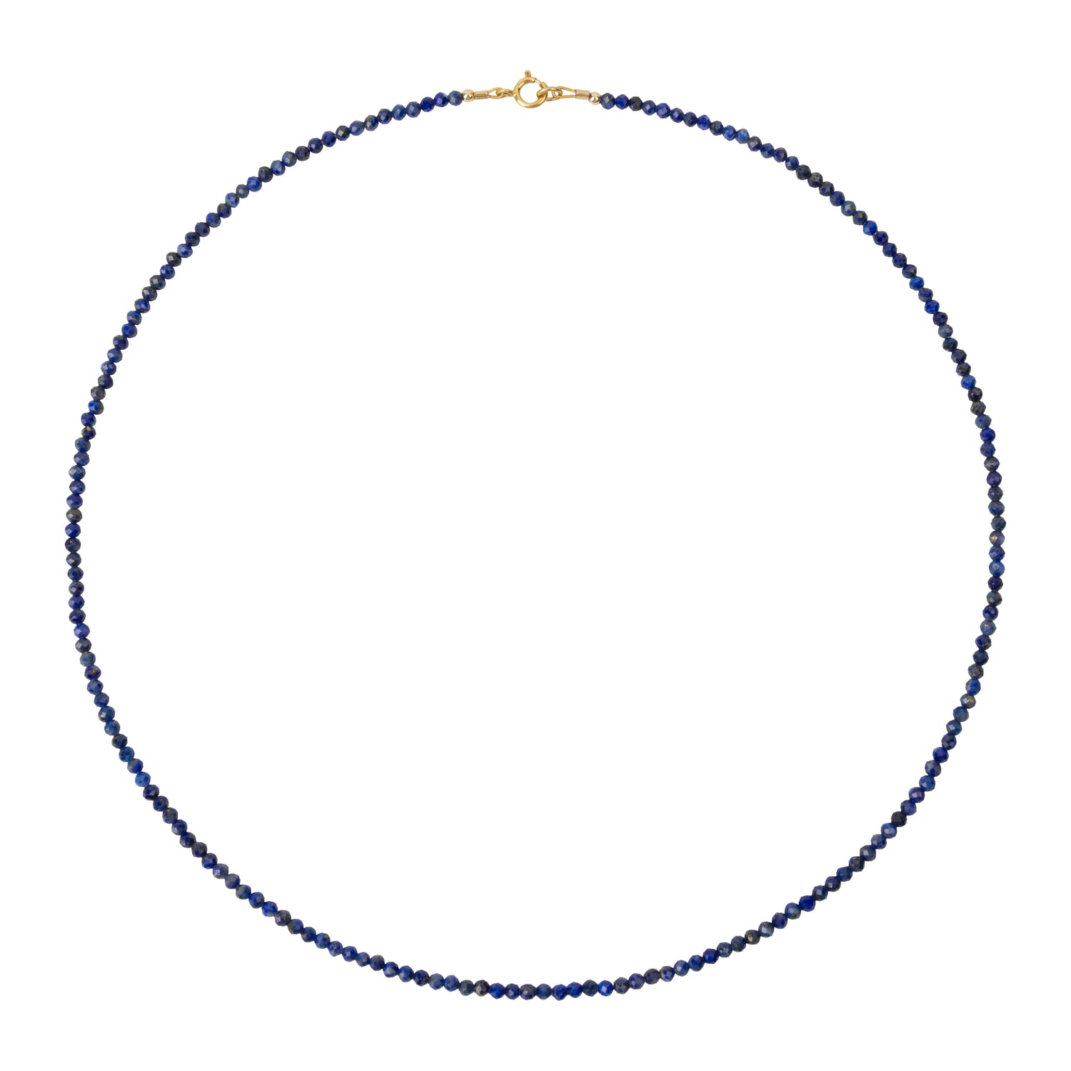 donkerblauw fijn kralenkettinkje gemaakt van lapis lazuli edelsteentjes met gouden slotje