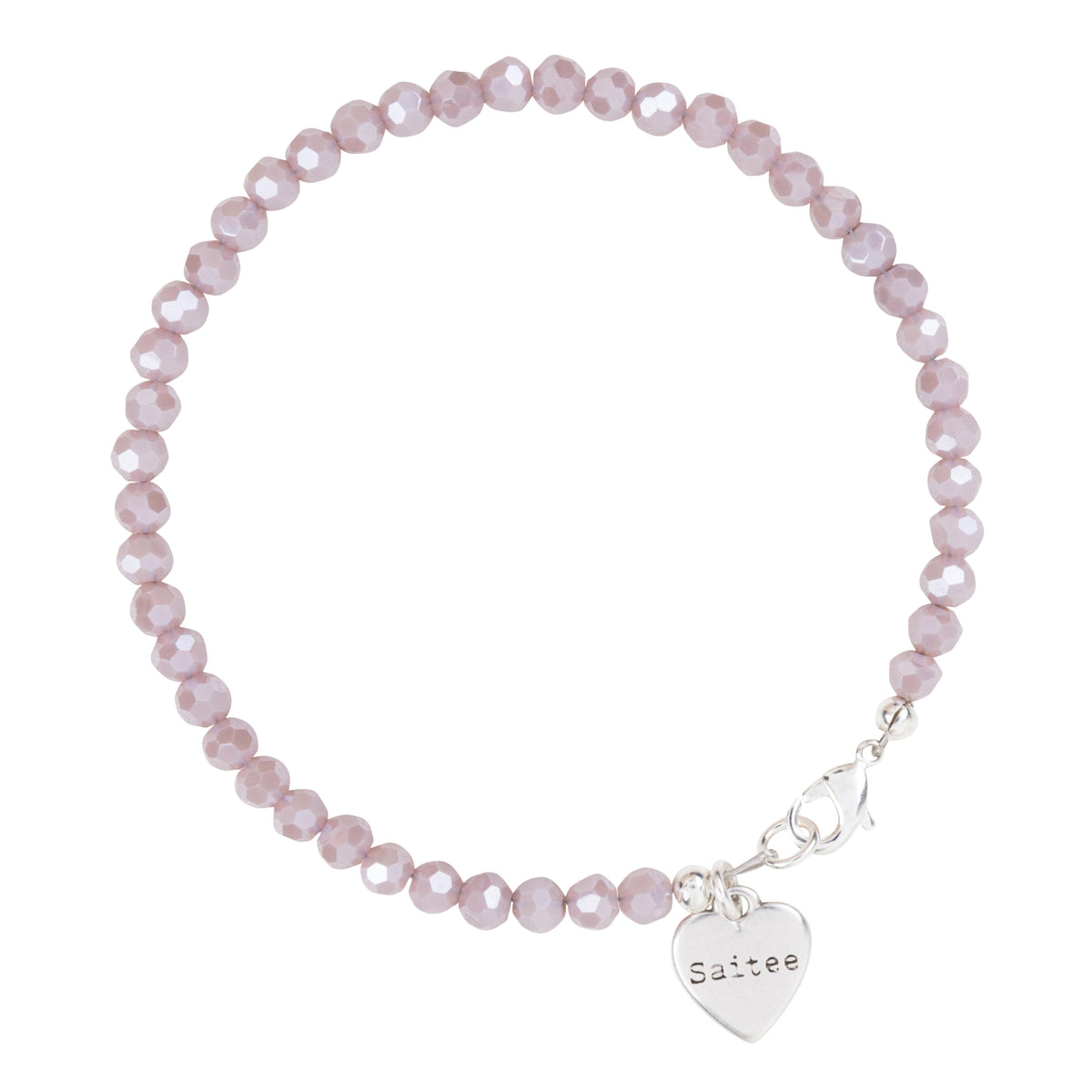 lila glimmend kralenarmbandje met hartje