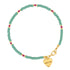 mintgroen met roze kralenarmbandje met patroon met goud slotje en hartjes bedel