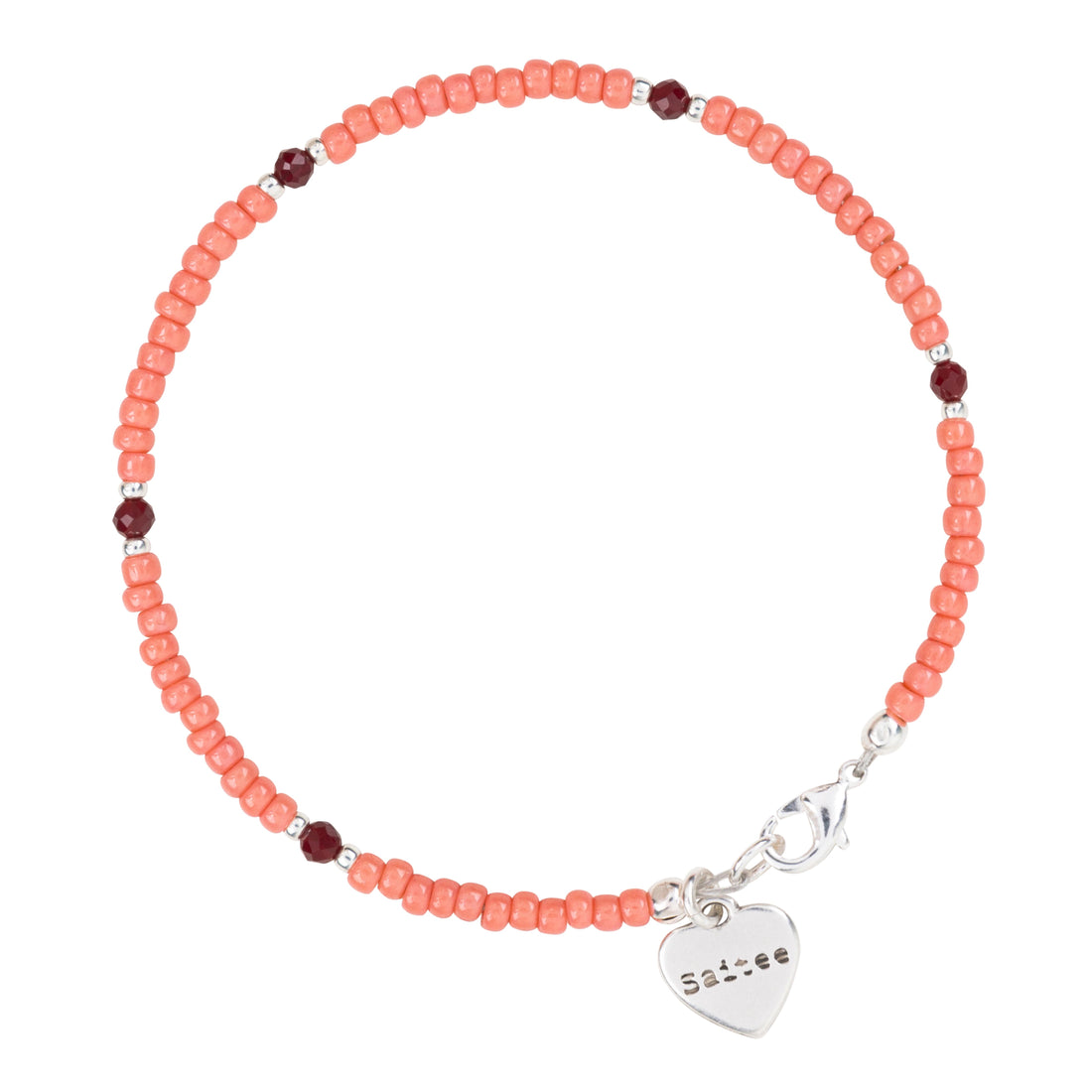 oranjeroze kralenarmbandje met hartje