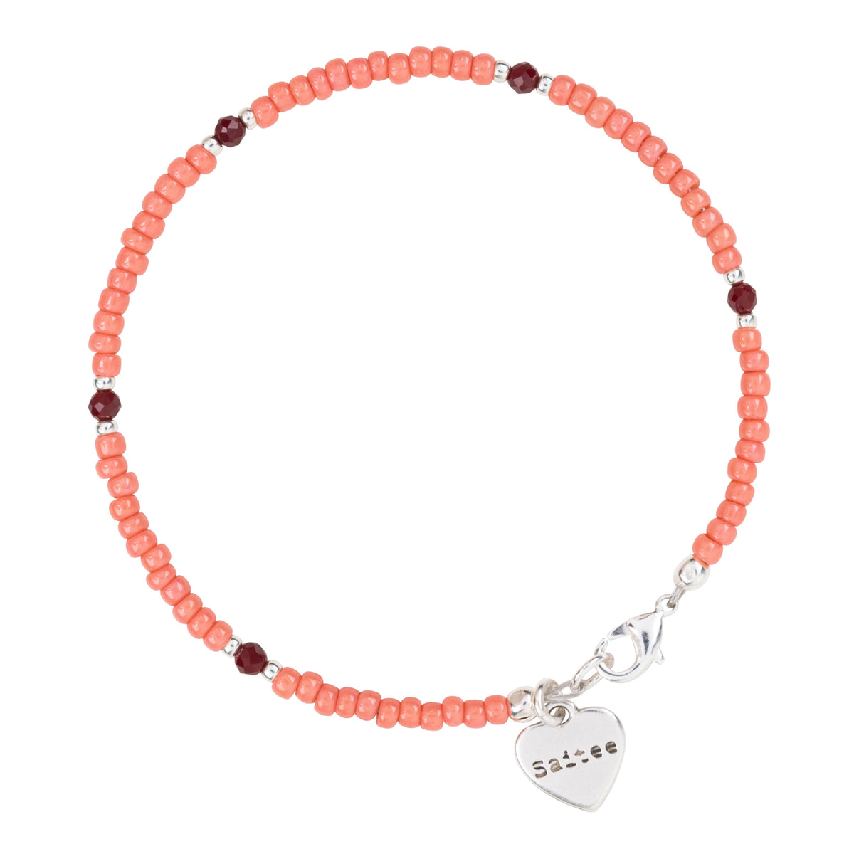 oranjeroze kralenarmbandje met hartje