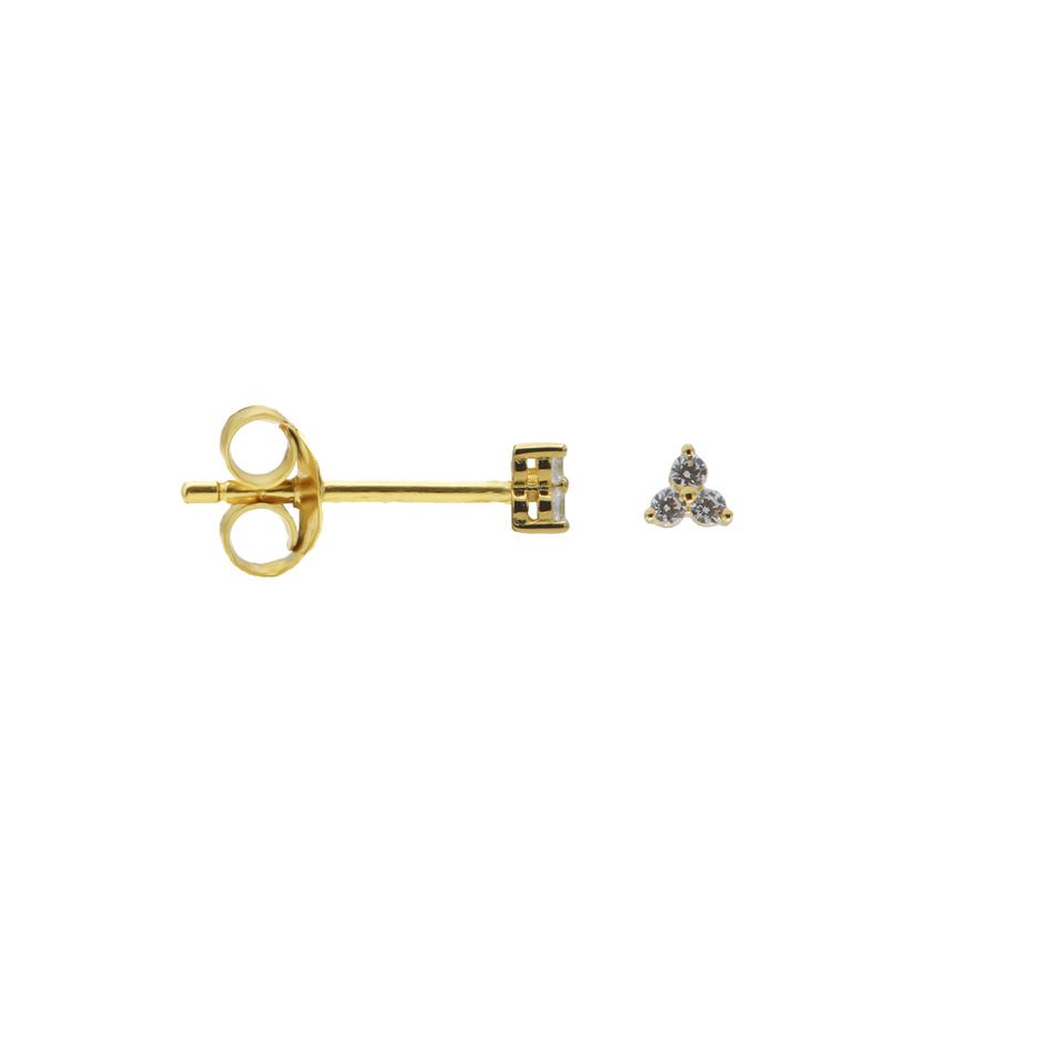 Mini triple sparkle oorknopje goud