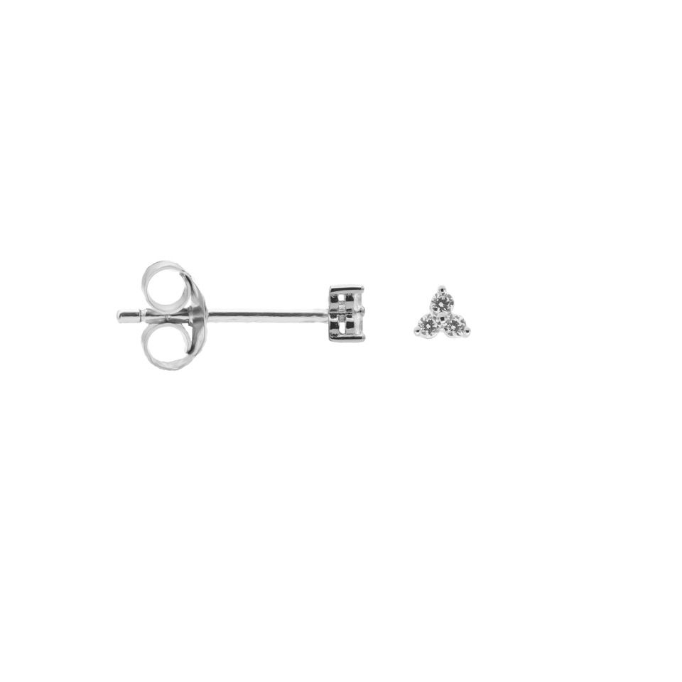 Mini triple sparkle oorknopje zilver