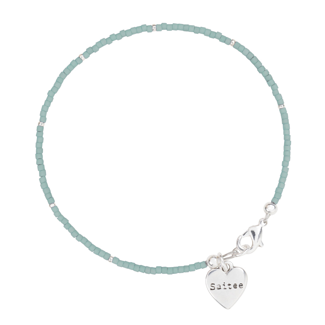 mintgroen kralenarmbandje met hartje