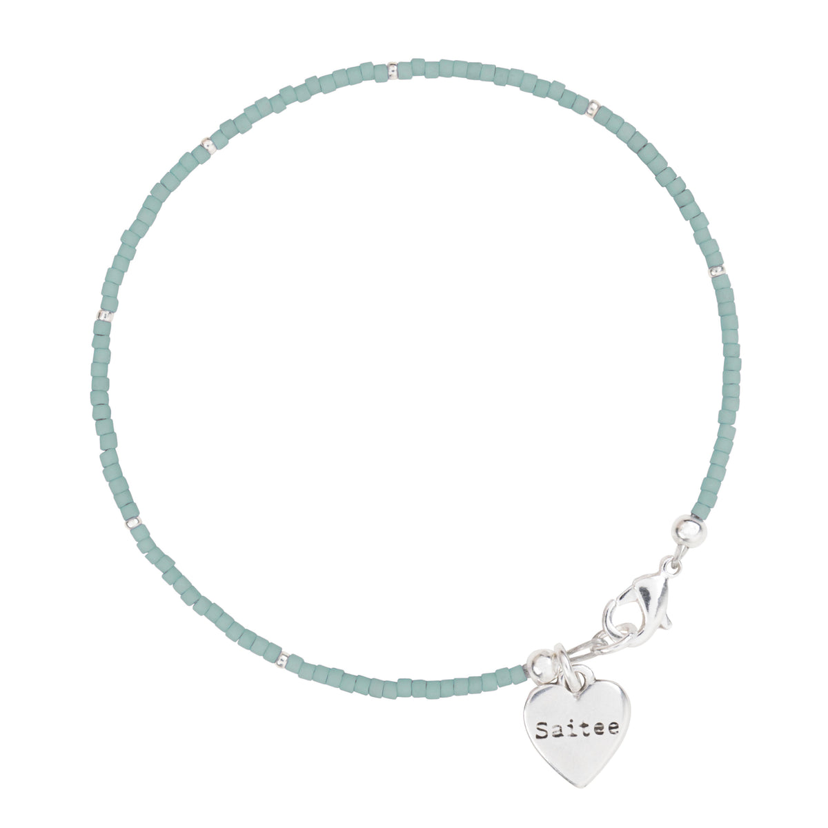 mintgroen kralenarmbandje met hartje