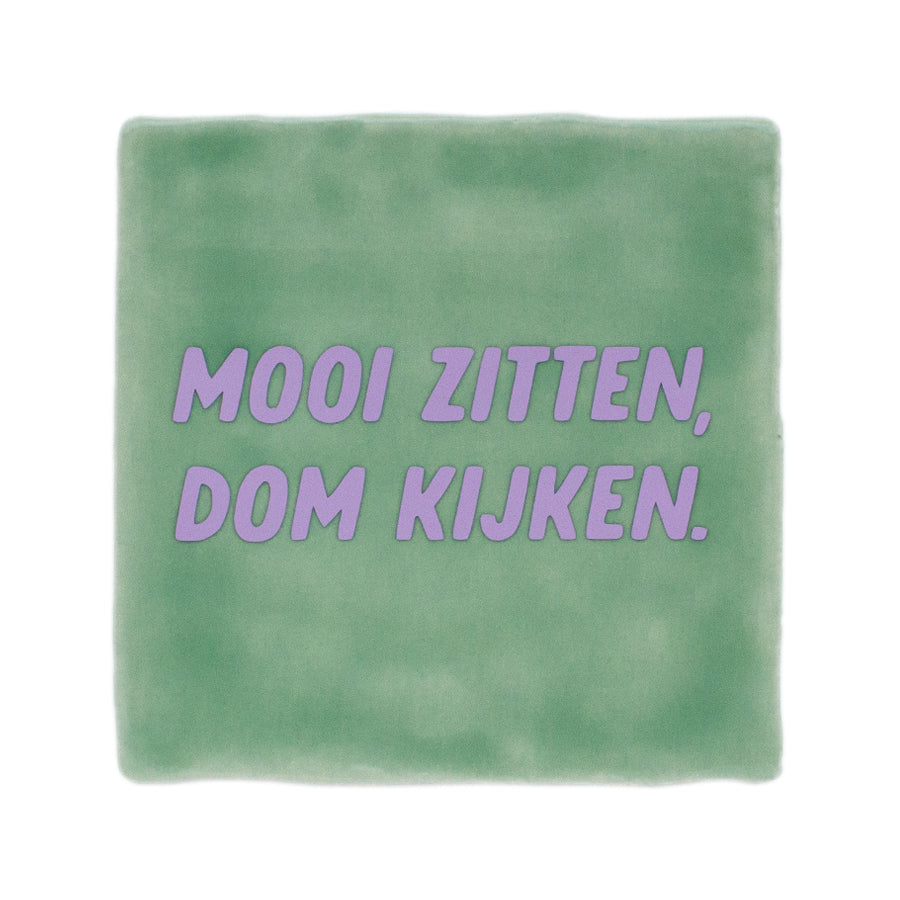 tegel met west-friese spreuk mooi zitten dom kijken