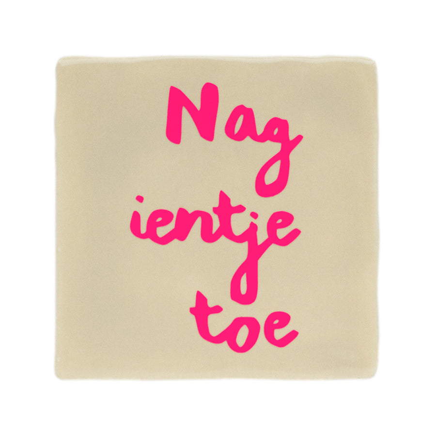beige met neonroze tegel met west-friese tekst nag ientje toe