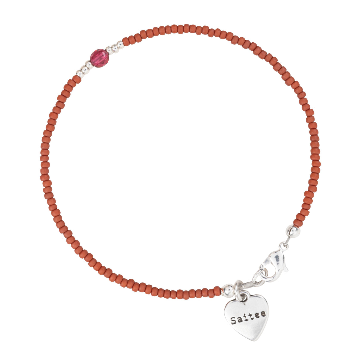 terra roze kralenarmbandje met hartje