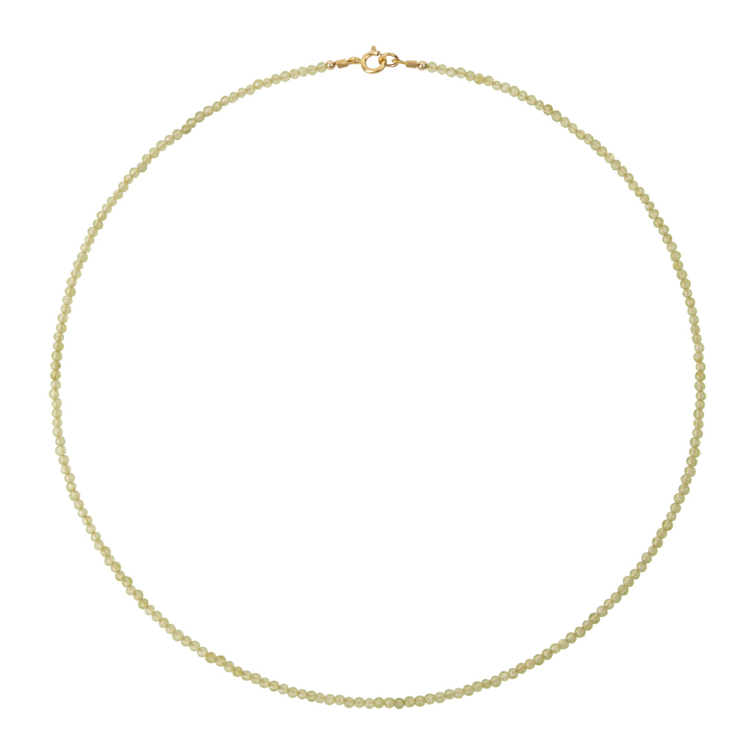 groen fijn kralenkettinkje gemaakt van peridoot edelsteen kralen met gouden slotje