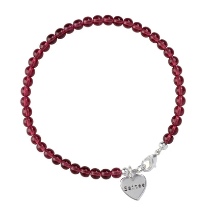 roze rood kralenarmbandje met hartjes bedel