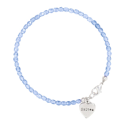 blauw kralenarmbandje met hartjes bedel