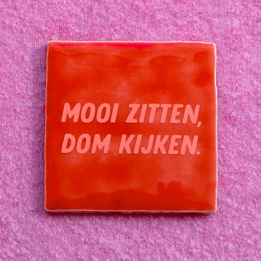mooi zitten, dom kijken tegeltje