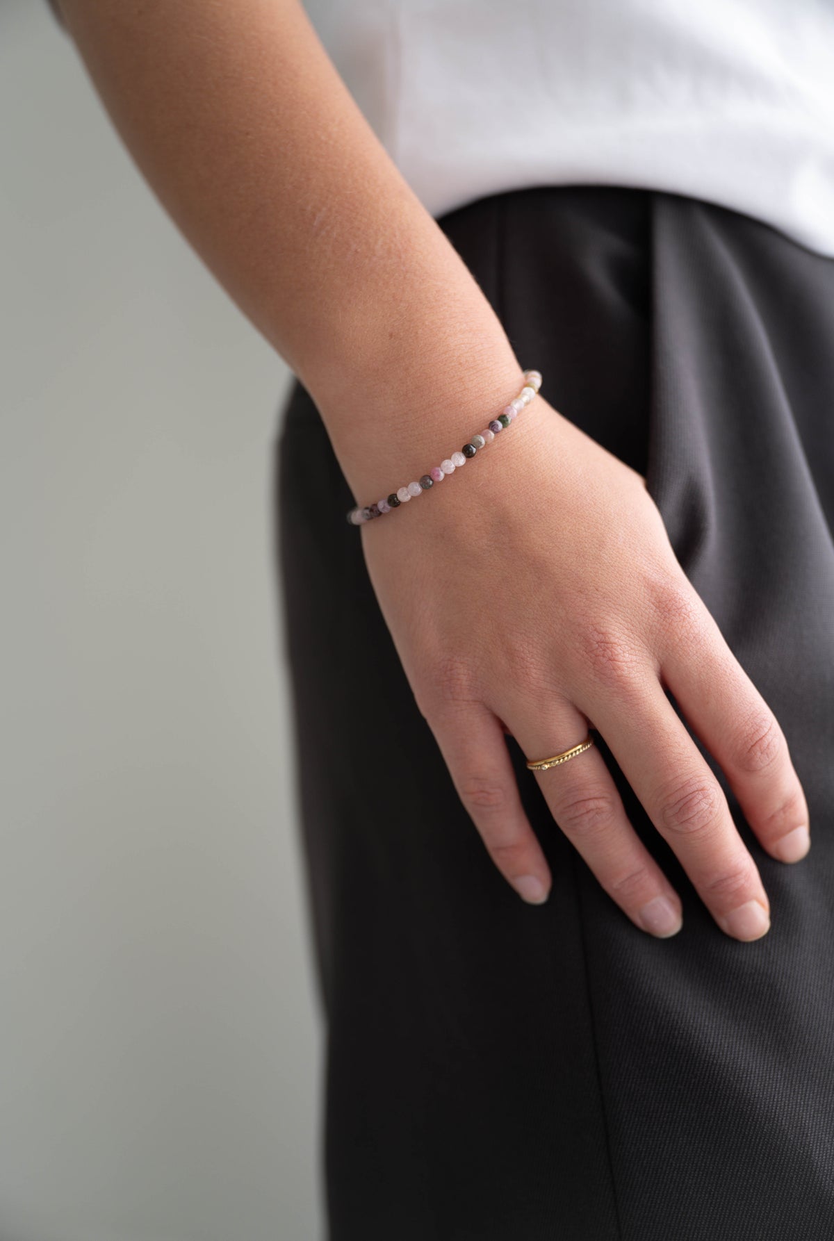 multicolour toermalijn edelsteen kralen armbandje om damespols